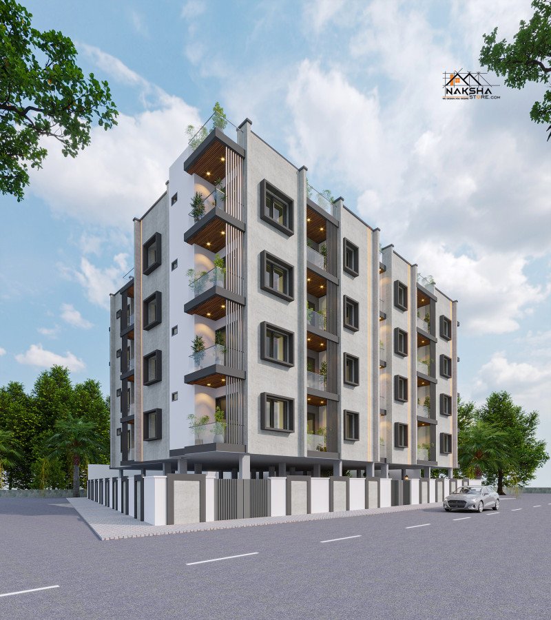 Modern 40x50 Apartment Building Elevation Design
